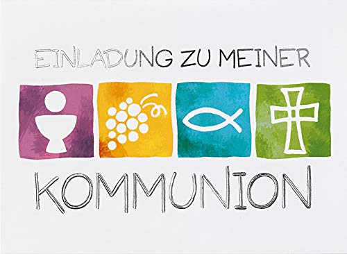 Perleberg Zaproszenie na komunię - symbole, poprzeczne - 10,5 x 14,5 cm 7127302-2