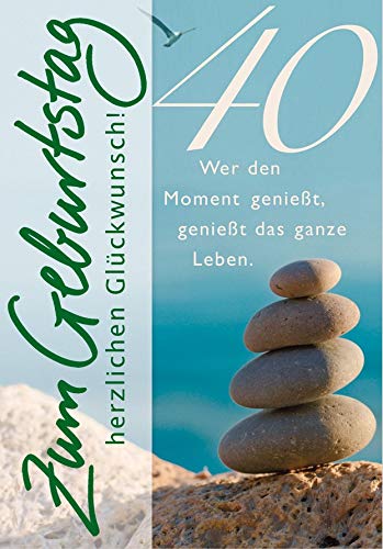 Kartka urodzinowa na 40. urodziny Basic Classic - Wieża kamienna - 11,6 x 16,6 cm