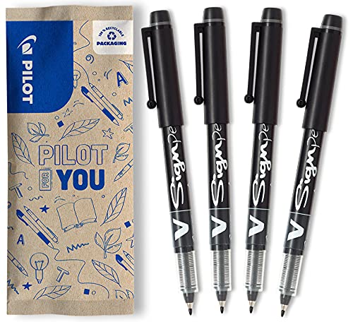 PILOT V-Sign Pen, długopis z włókna (czarny), 1 sztuka (4 sztuki)