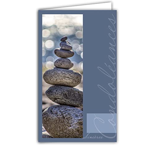 Afie Afie 24-1025 kartka z życzeniami z okazji kondolencji, zamknięta forma, 95 x 160 mm, z białą kopertą  Cairn Montjoy, kamienie można układać w stos, Zen 3700676644450