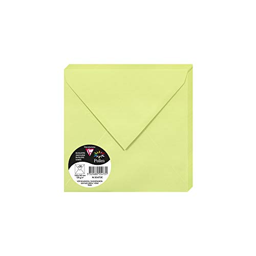 Clairefontaine Koperty pyłkowe, 165 x 165 mm, 120 g - liść pączek zielony, opakowanie 20 sztuk 55473C