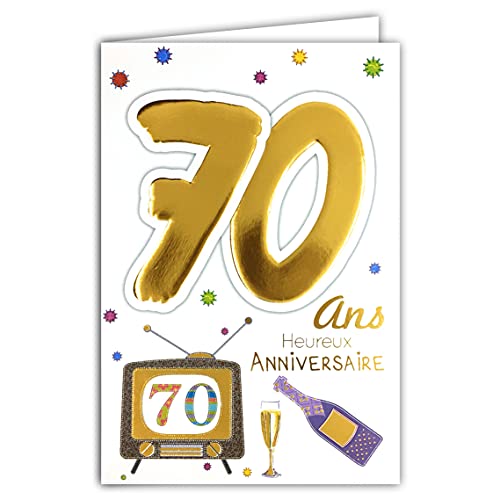 Age MV 69 – 2040 kartka urodziny 70 lat męski damski motyw Flute butelka szampan TV