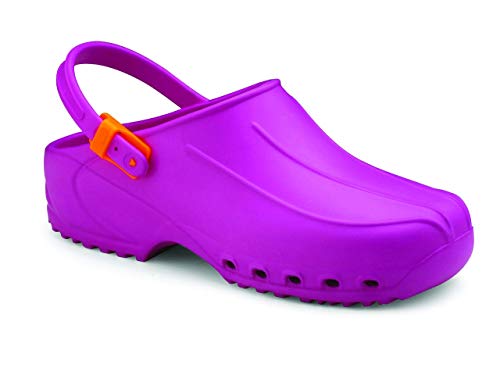 GIMA Gima - Ultralekkie, anatomiczne, antypoślizgowe, antystatyczne chodaki do chodzenia z paskami, nieperforowana górna część, boczne otwory, fuksja, rozmiar europejski 41, 1 para 26230