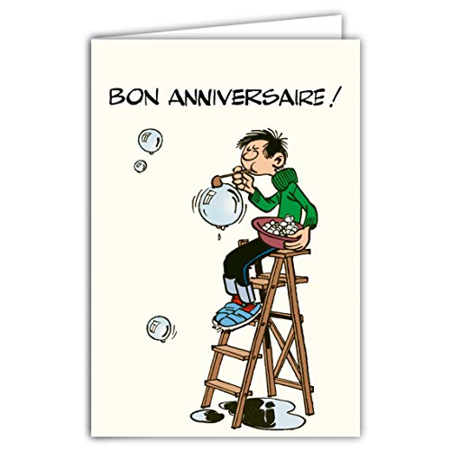 Afie Afie GLCT-0187 kartka z życzeniami na urodziny, gastronomia, vintage, bańki mydlane BD Cartoon, humorystyczny belgijski charakter gag Gaffes Franquin Afie GLCT-0187