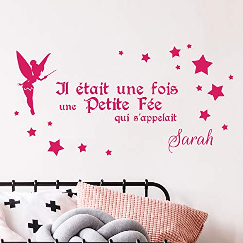 Ambiance Sticker Spersonalizowana naklejka z imieniem | Naklejka Es war EIN Mund, dekoracja ścienna do pokoju dziecięcego | 2 arkusze o wymiarach 20 x 40 cm i 40 x 25 cm | fuksja