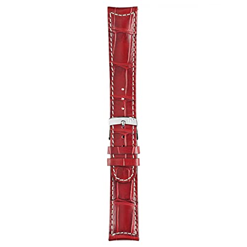 Morellato Bransoletka do zegarka męskiego, kolekcja MANUFATTI, mod. GUTTUSO, ze skóry cielęcej ze strukturą aligatora - A01U3882A59 Pasek 18mm fioletowy