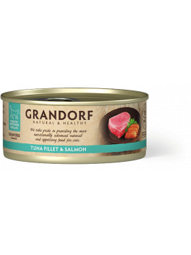 GRANDORF Grandorf Tuna Fillet & Salmon Karma Mokra Dla Kota Filet z Tuńczyka i Łososia 70 g