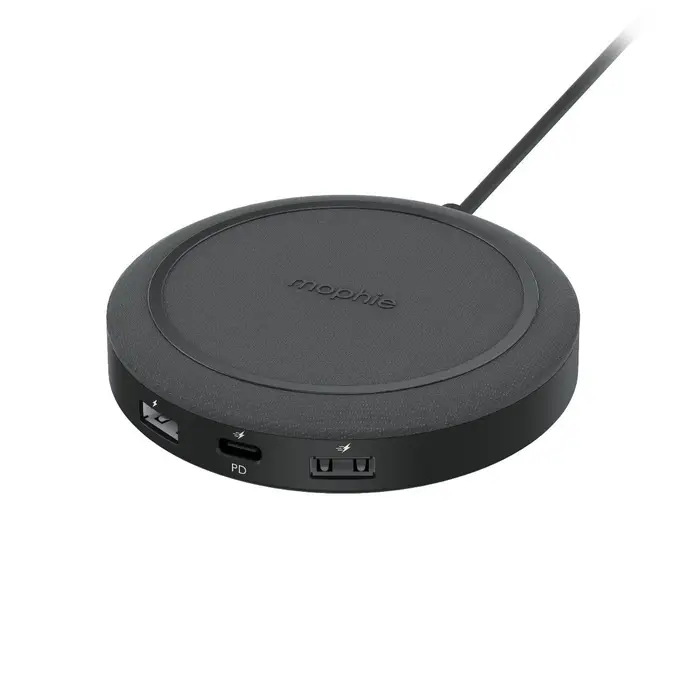 Mophie Wireless Charging Hub Ładowarka do Czterech Urządzeń - Ładowanie Bezprzewodowe 10 W, USB 12 W, USB 18 W, USB-C 20 W (Black) 401307464