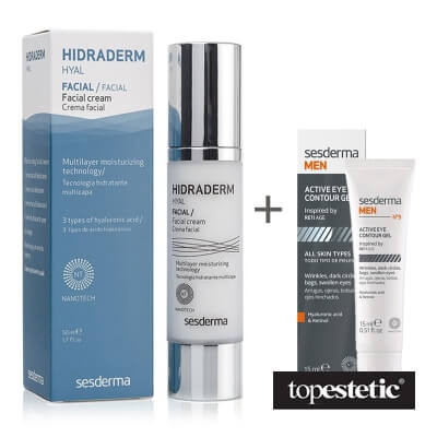 Sesderma Hidraderm Hyal + MEN N9 Active Eye Contour Gel ZESTAW Krem do twarzy 50 ml + Żel pod oczy dla mężczyzn 15 ml