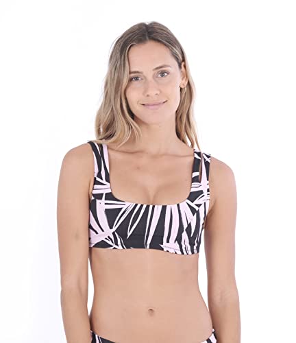 Hurley Damski top bikini W Max Liście, rozcięty pasek Biały/czarny/czarny M HT1091