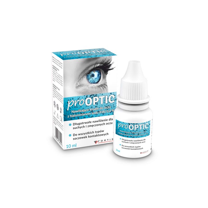 Fortis Pharmaceuticals ProOptic nawilżające krople do oczu 0.4% HA 10 ml 9092484