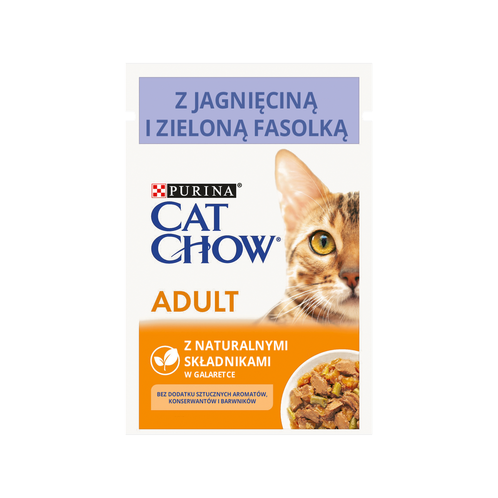 Purina Cat Chow Cat Chow Adult Jagnięcina i zielona fasolka 85g Saszetka 49564-uniw