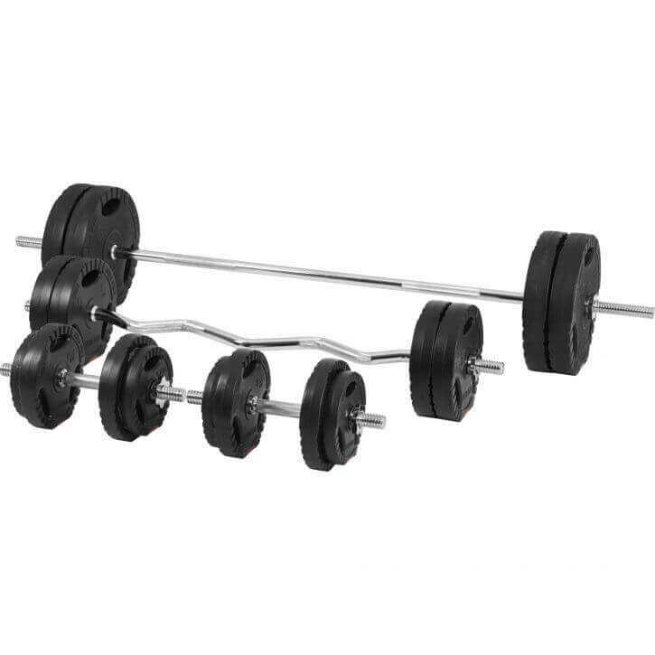 Gorilla Sports Zestaw 4 gryfy i obciążenia winylowe z uchwytami 98 kg (100257-00007-0048)