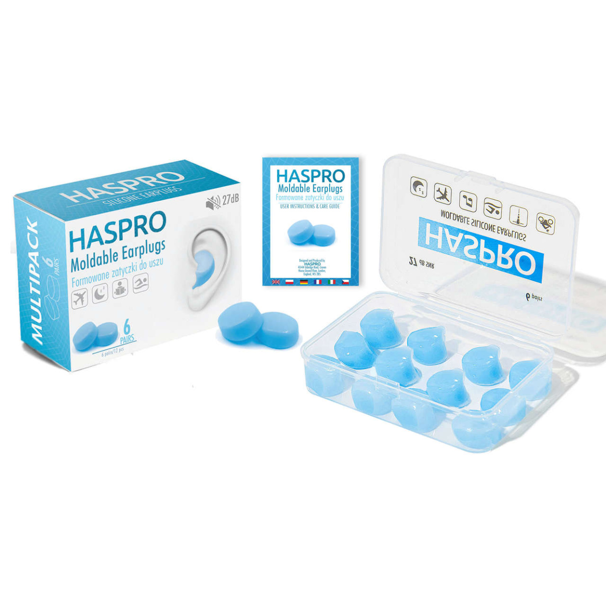 Haspro Haspro MOLD 6P Formowane zatyczki do uszu Niebieskie - 6 par