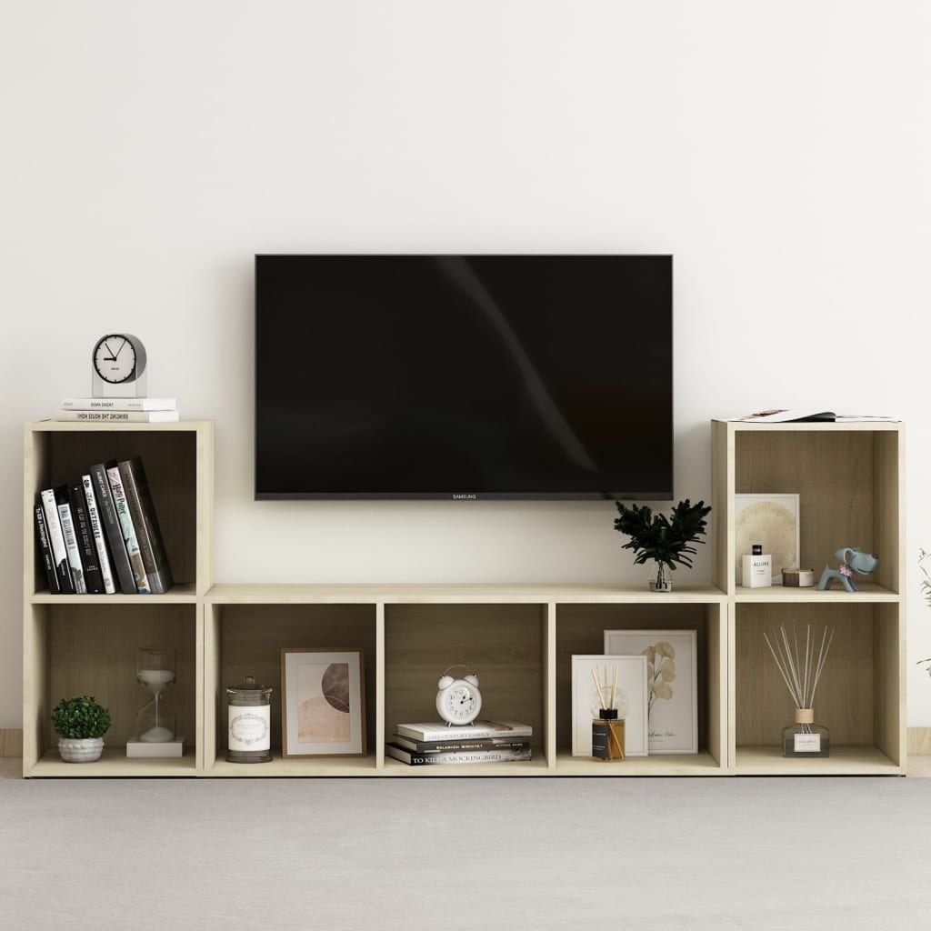 vidaXL Lumarko 3-cz. zestaw szafek TV, dąb sonoma, płyta wiórowa 3080018