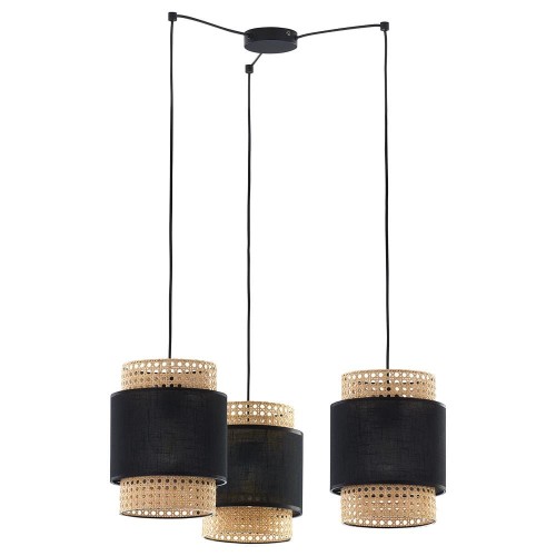 TK Lighting Lampa wisząca nowoczesna BOHO Black 3pł. ratan Wysyłka za 0 zł 6549