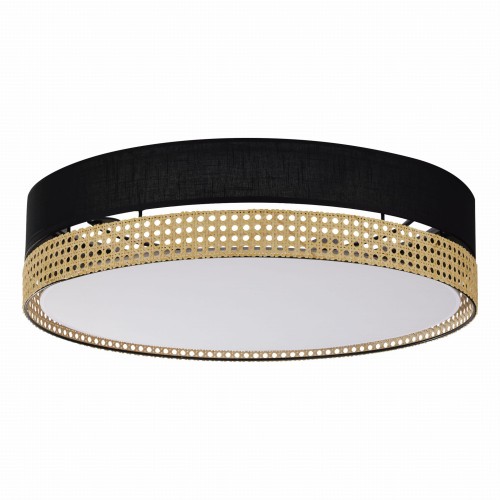 TK Lighting Plafon nowoczesny duży PAGLIA Black 60cm ratan