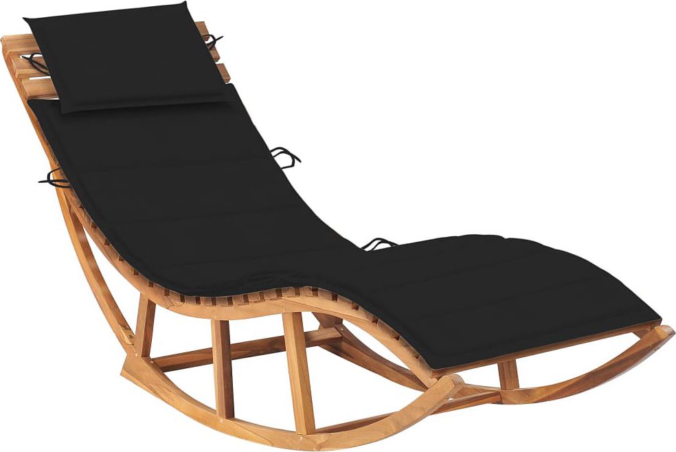 Elior Czarny bujany leżak ogrodowy z litego drewna - Afis 3X