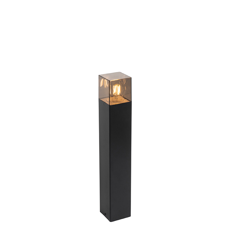 QAZQA Stojąca lampa zewnętrzna czarna 50 cm IP44 z efektem dymnego szkła - Dania