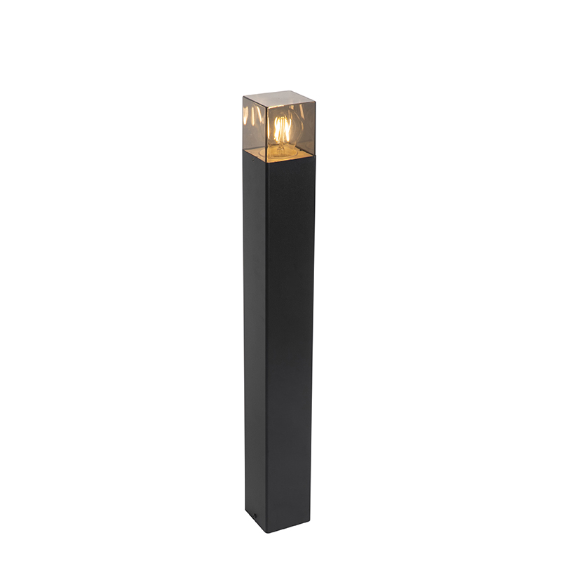 QAZQA Stojąca lampa zewnętrzna czarna 70 cm IP44 z przydymionym szkłem - Dania