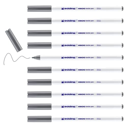 Edding e-4600 długopisy z zaokrąglonymi końcówkami, nieścieralne do dokumentów, 1 mm, 10 sztuk, szare