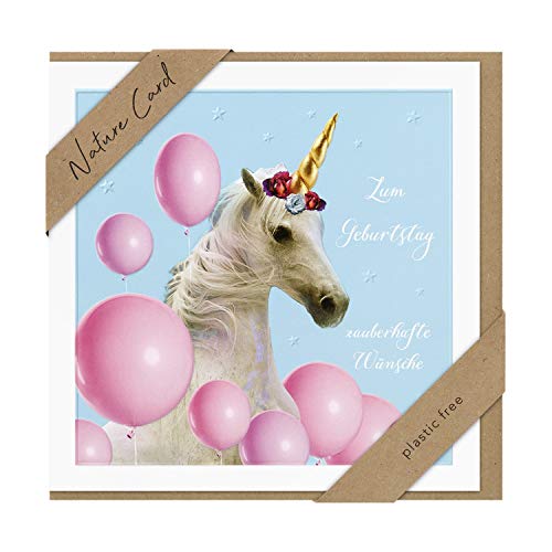 BSB bsb Kartka urodzinowa z życzeniami urodzinowymi  kartka natura  jednorożec  koperta papier typu kraft 692028-2