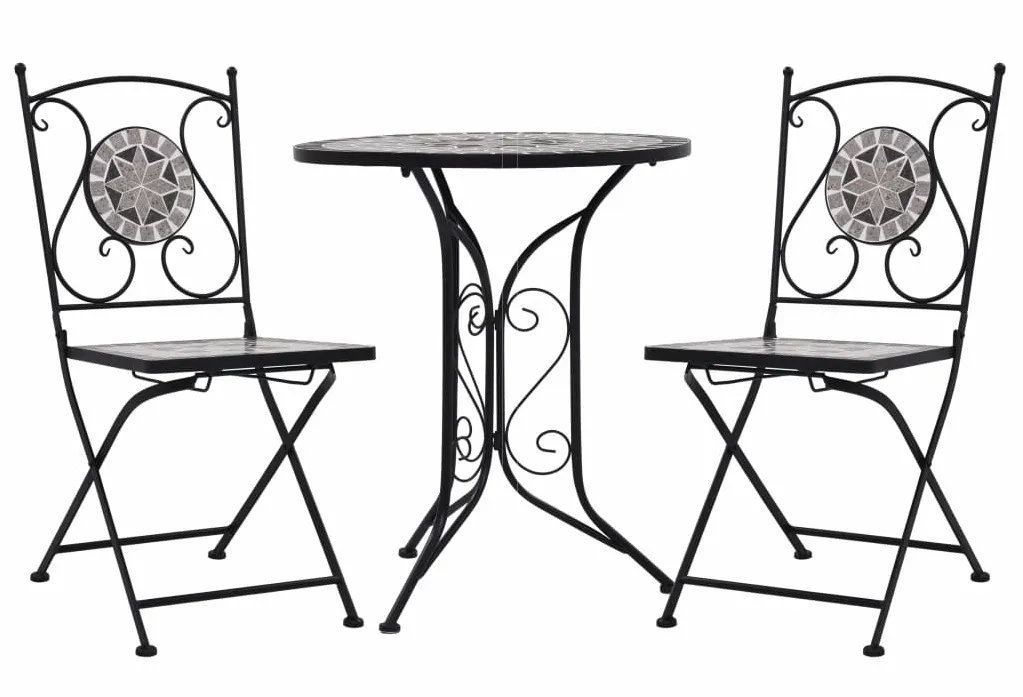3-cz. szary ceramiczny zestaw mebli bistro K4-G75