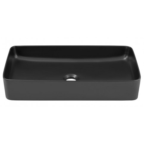 Czarna prostokątna ceramiczna umywalka nablatowa L2-F79