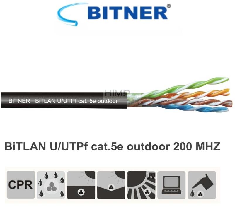 Bitner Kabel teleinformatyczny BiTLAN U/UTPf 4x2x24AWG(0,5) kat.5e outdoor 200MHz TI0012 100m TI0012