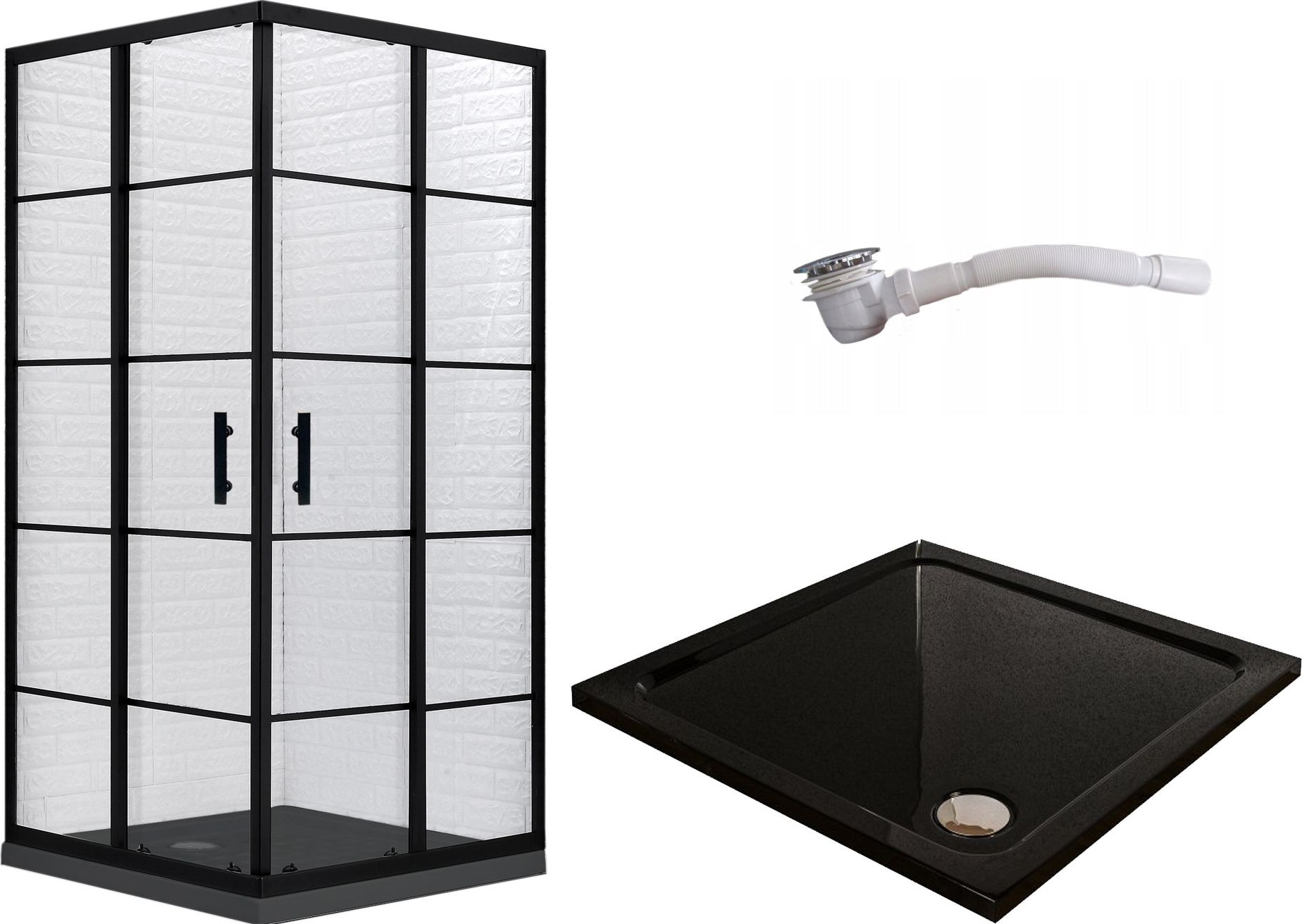 Toule Kabina prysznicowa 90x90 czarna 193 szkło slim 5cm kab_zes_mona90x5_cza