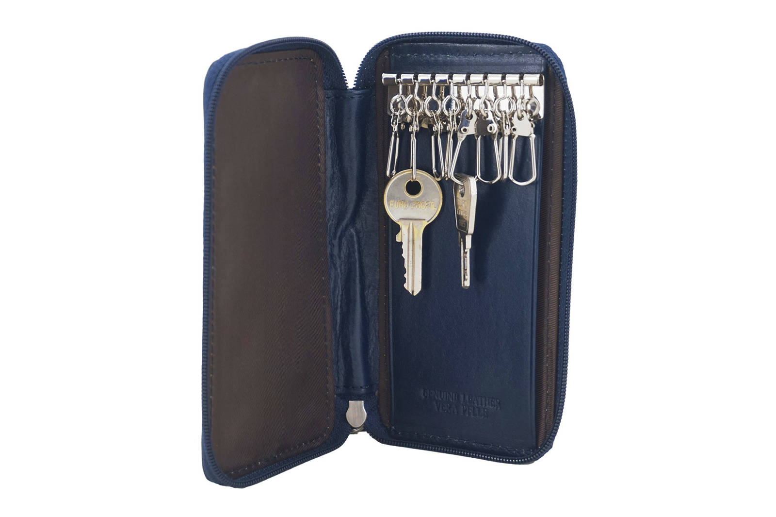 Skórzane etui na klucze - Granatowe