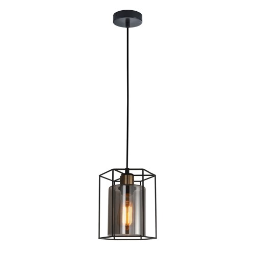 Italux Kalula lampa wisząca 1-punktowa czarna/dymiona PND-78901-1-BK+SG PND-78901-1-BK+SG