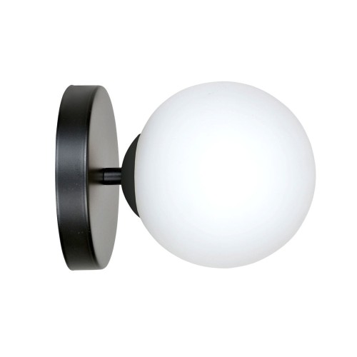 Emibig Lighting czarno-biała lampa ścienna szklana kula BIOR K1 BLACK 1020/K1 nowoczesny minimalistyczny kinkiet 1020/K1