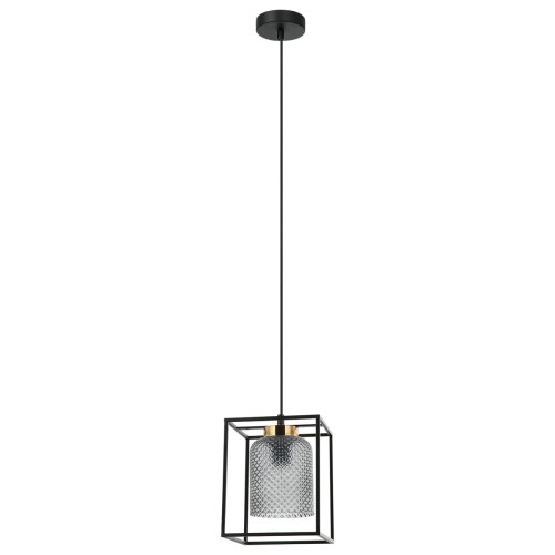 Italux Industrialna LAMPA wisząca SINELLA PND-23231-1-BK-SG szklany ZWIS loftowa klatka czarny
