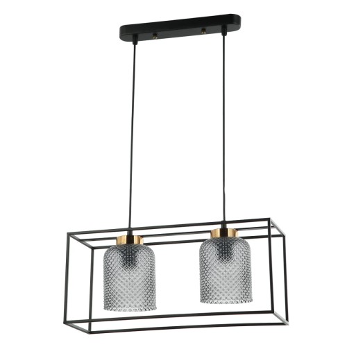 Italux Loftowa LAMPA wisząca SINELLA PND-23231-2-BK-SG prostokątny ZWIS klatka do przedpokoju czarna