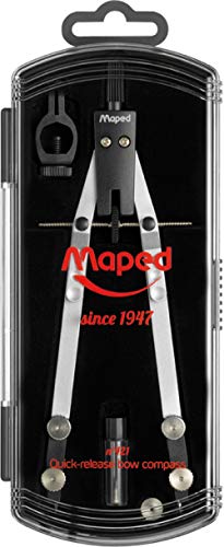Maped 178101 RETRO wysokiej jakości szybka regulacja skrzynka N° 421-3-częściowa cyrkiel, uniwersalne mocowanie na długopisy, wkłady zapasowe