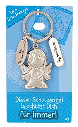 Depesche 7518-003 metalowy breloczek do kluczy z aniołem, brelok do kluczy i serdecznym przesłaniem, na prezent dla członków rodziny, przyjaciół i znajomych, srebrny