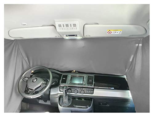 BREMER SITZBEZÜGE Osłona przeciwsłoneczna na przednią szybę, kemping, zasłona do kabiny kierowcy, zasłona kompatybilna z Renault Trafic 2 od 2001 do 2014, szara