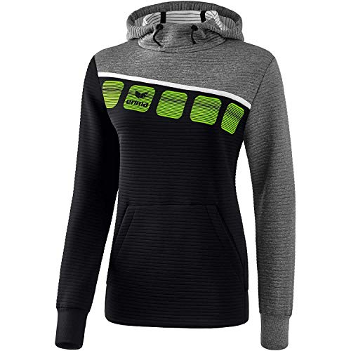 Erima damska bluza z kapturem 5-c czarny Schwarz/Grau Melange/Weiß 48 1071913