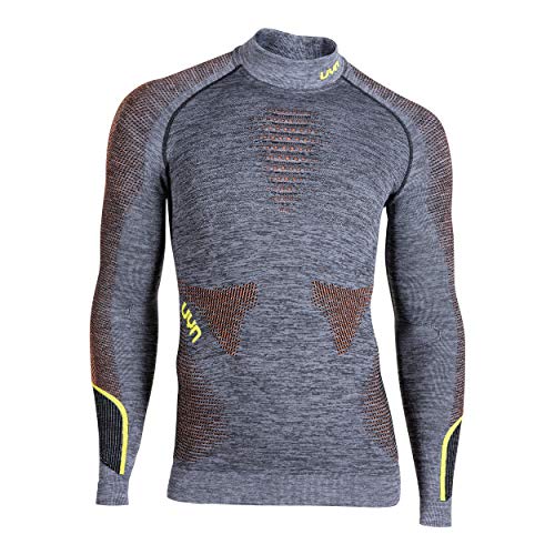UYN UYN męska koszulka AMBITYON UW LG_SL Turtleneck podkoszulek, Black Melange/Orange/Yellow, XXL U100053B616XXL