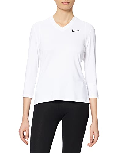 NIKE Damski T-shirt W NKCT VCTRY DF UV top 3/4 SLV, biały/czarny, XL