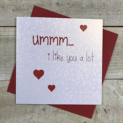 WHITE COTTON CARDS białe bawełniane kartki UMMM. I Like You A Lot ręcznie robiona kartka walentynkowa, VLS5 VLS5