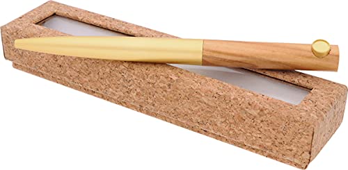 Luksusowy długopis metalowy, górna część z palisady, długopis z drewna/metalu, pudełko z korkiem, kreska 0,7 mm, niebieski tusz