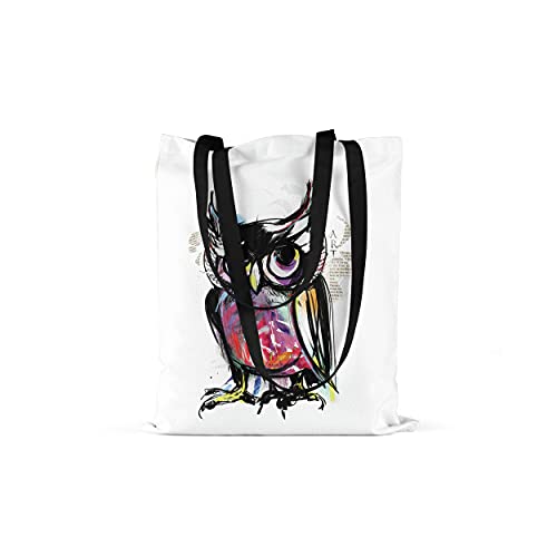 Bonamaison Torba na zakupy z nadrukiem z dwoma czarnymi długimi uchwytami, torba, składana, torba z materiału z dwoma długimi rączkami, rozmiar: 48 x 55 cm