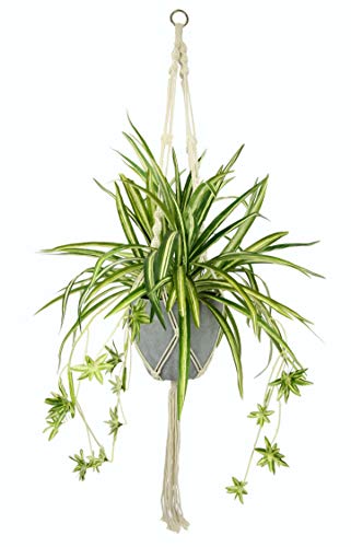 Flair Flower Roślina pokojowa, sztuczna lilia wodna, chlorofhytum Comosum, roślina zielona, pająk, sztuczne kwiaty, jedwabny kwiat dekoracja na balkon, zielony/biały, 95 x 45 x 45 cm