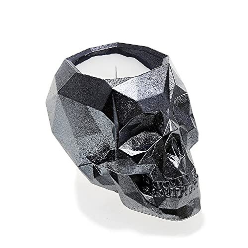 Candellana Skull Low-Poly Steel Lavender's Blue, świeca zapachowa, 12,5x8x8cm, 100ml, wosk europejski, naturalny knot bawełniany, antymosquito