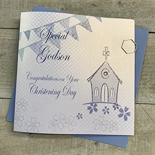 WHITE COTTON CARDS white cotton cards 'Special Godson Congratulations On Your chrzest Day' ręcznie wykonana kartka, niebieska, PD60 PD60