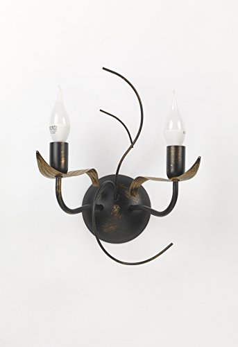 Lampa ścienna Bugia, brąz antyczny, 2-punktowa