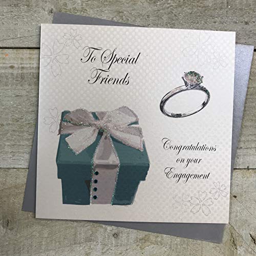 white cotton cards Ręcznie wykonana kartka z kodem 'Special Friends' 'Congratulations On Your Engagement Code', biała, PD251