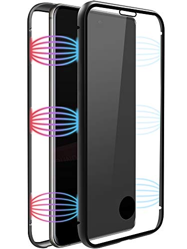 Black Rock - Etui ochronne ze szkła 360 do Samsung Galaxy S20 I zamknięcie na magnes, etui TPU, bezprzewodowe ładowanie, ochrona przed zarysowaniami (przezroczyste z czarną ramą)